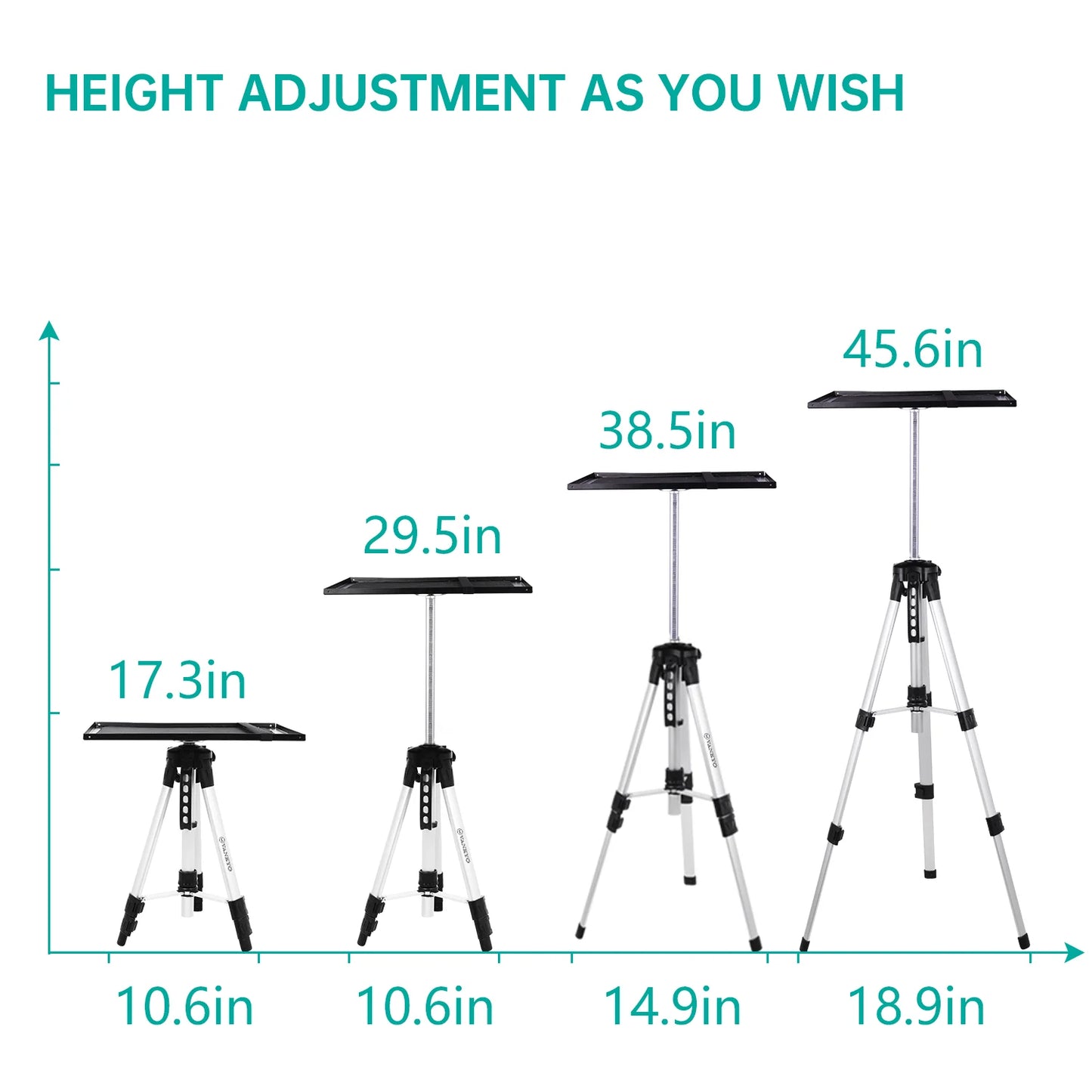 WT50 Aluminum Tripod Projector Stand, Adjustable and Portable