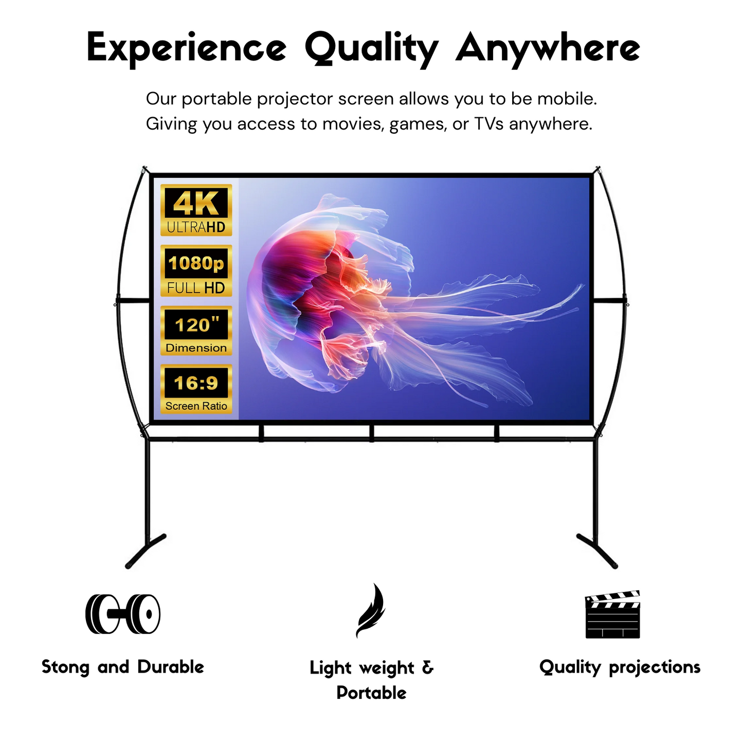 120" Portable Projector Screen with Stand